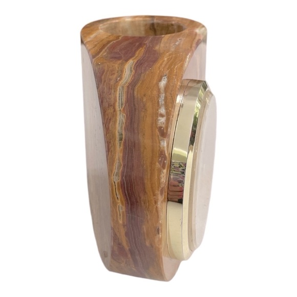 Vintage Onyx Desk top Clock with pen holder - Picture 2 of 10